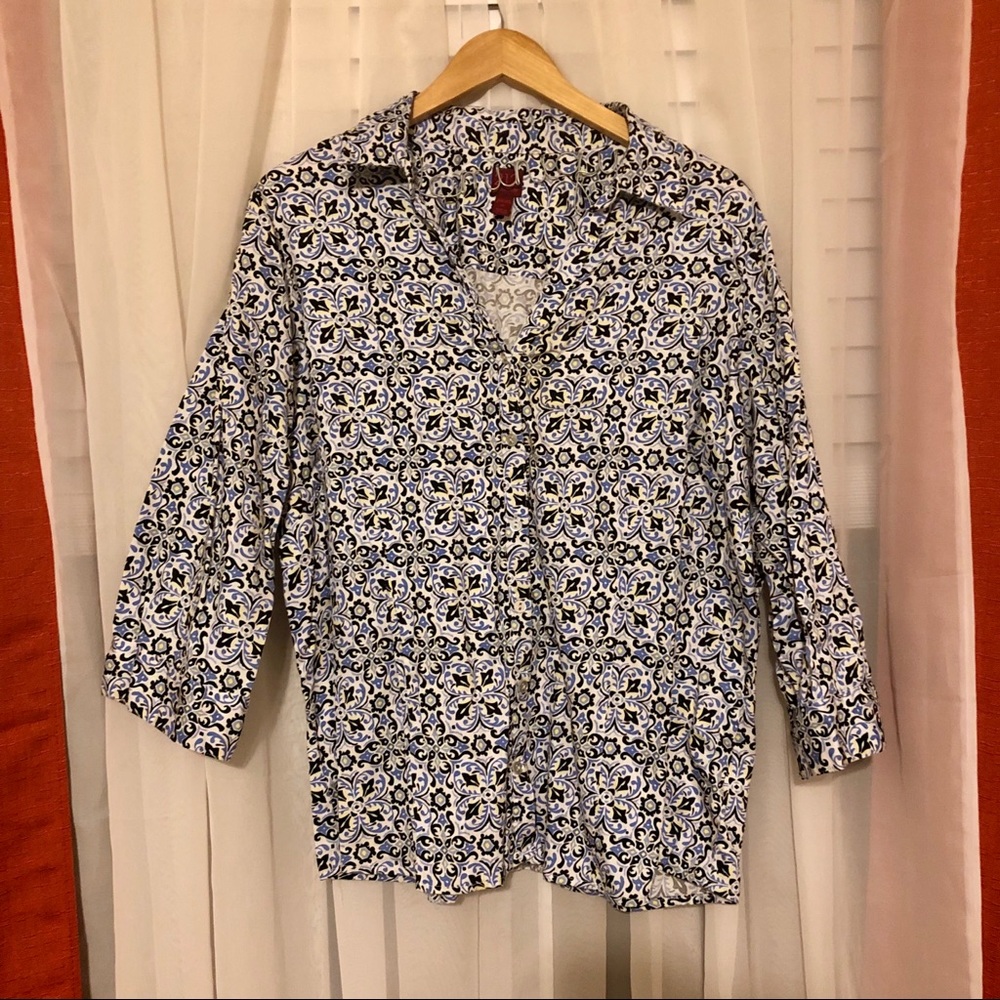 212 Collection Blue Print Top (2X)